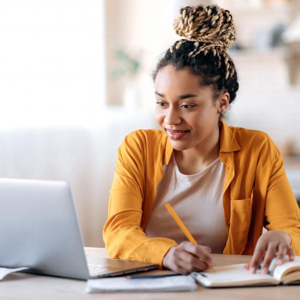 Student working at desk