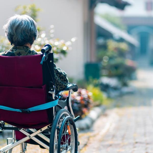 Elderly lady in wheelchair
