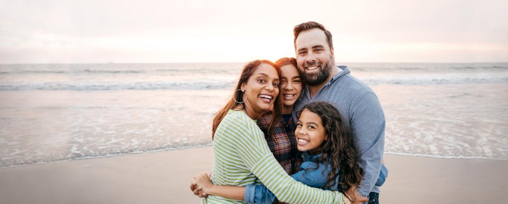 Family on beach