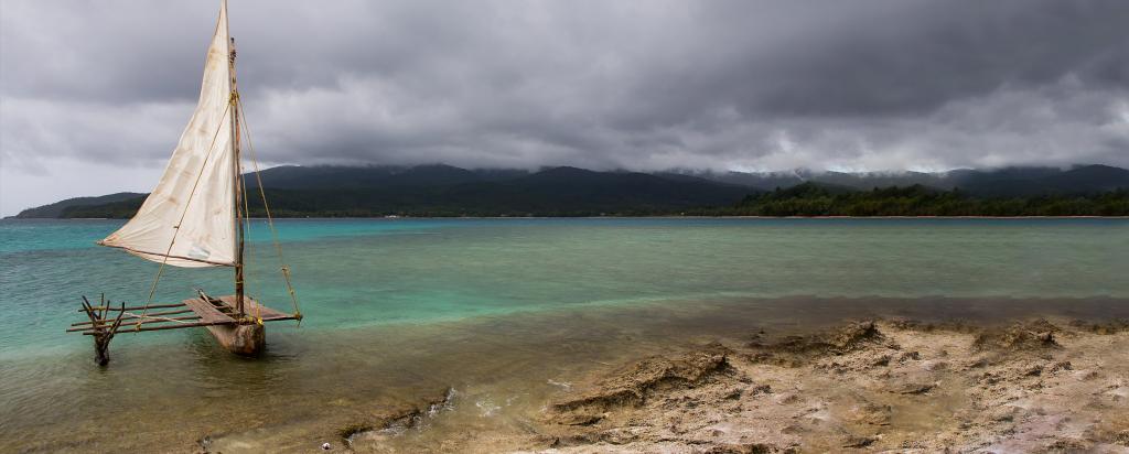 Traditional outriggerin South pacific